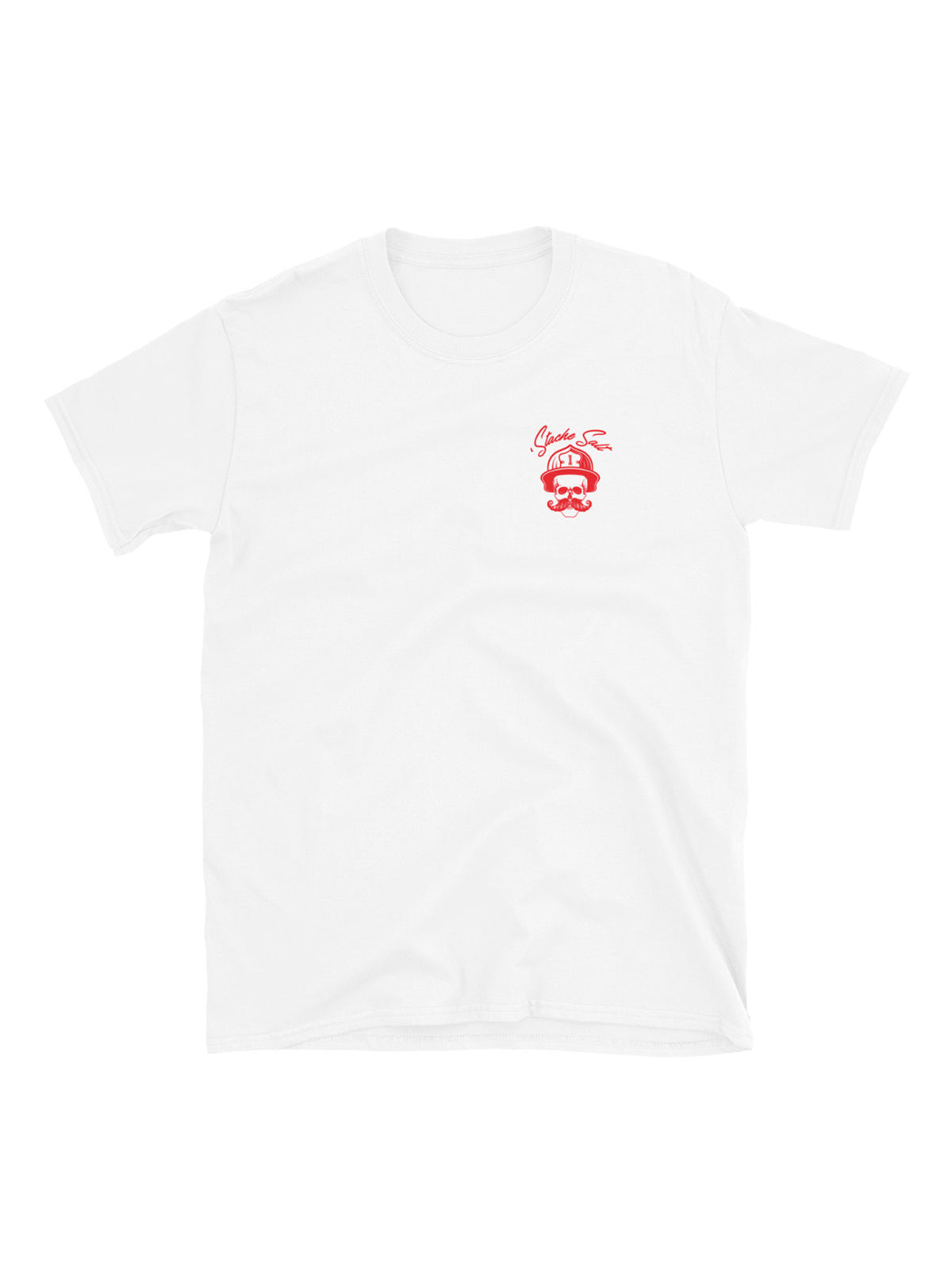Red Thin &#39;Stache Line Tee in White