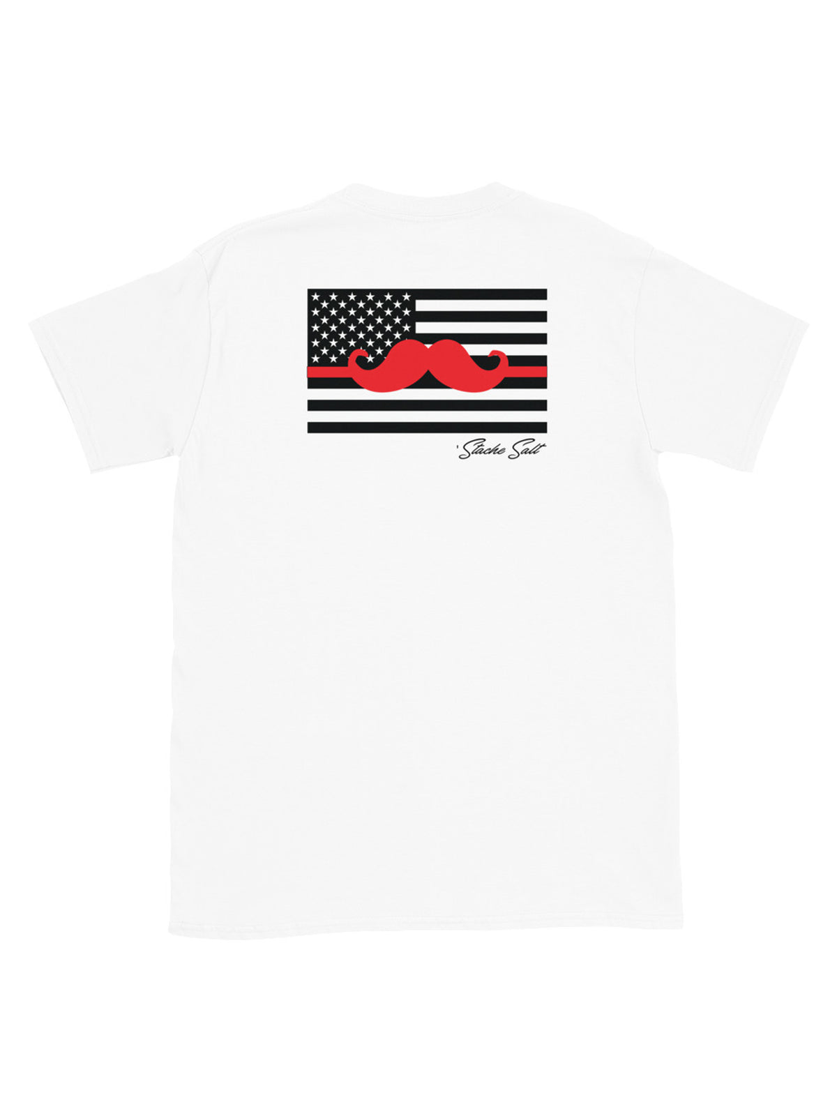 Red Thin &#39;Stache Line Tee in White
